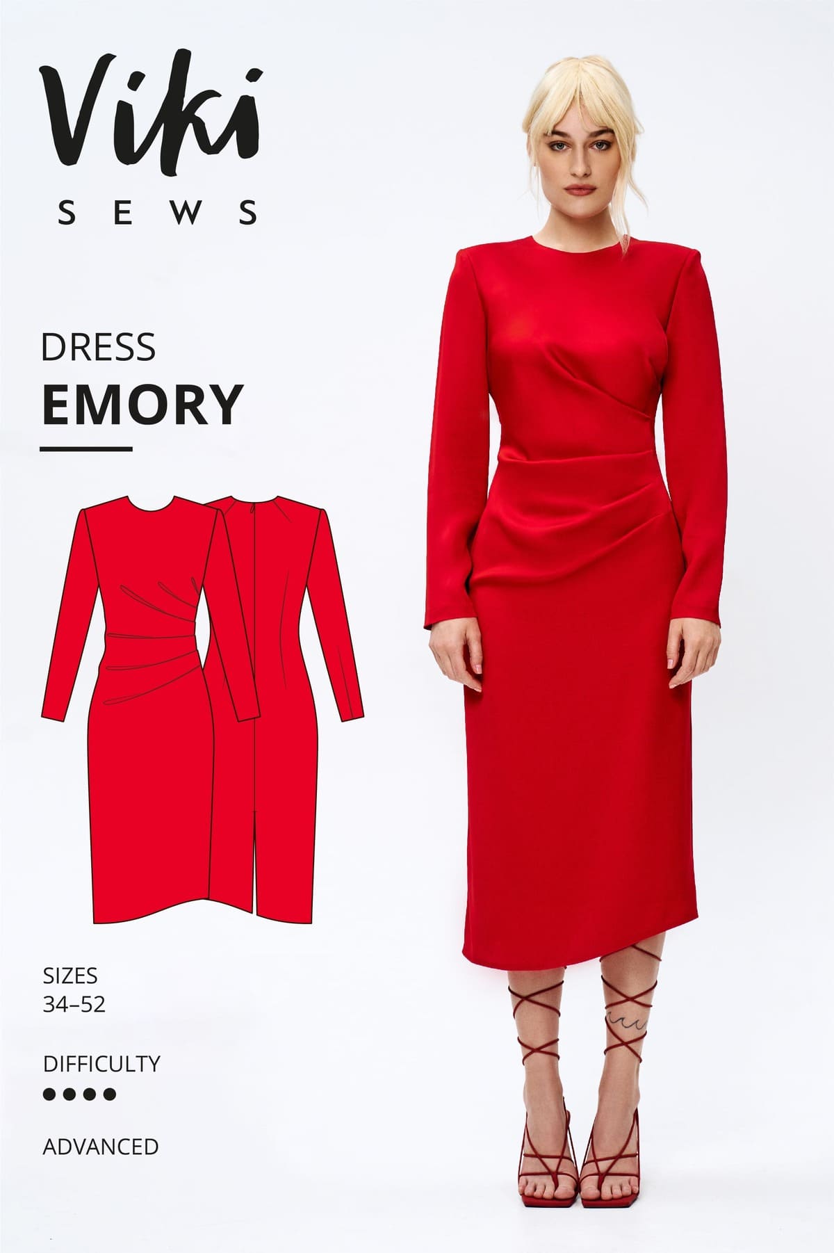 Emory Dress Kleid-Schnittmuster - - 34 Vikisews - 52 Grösse -